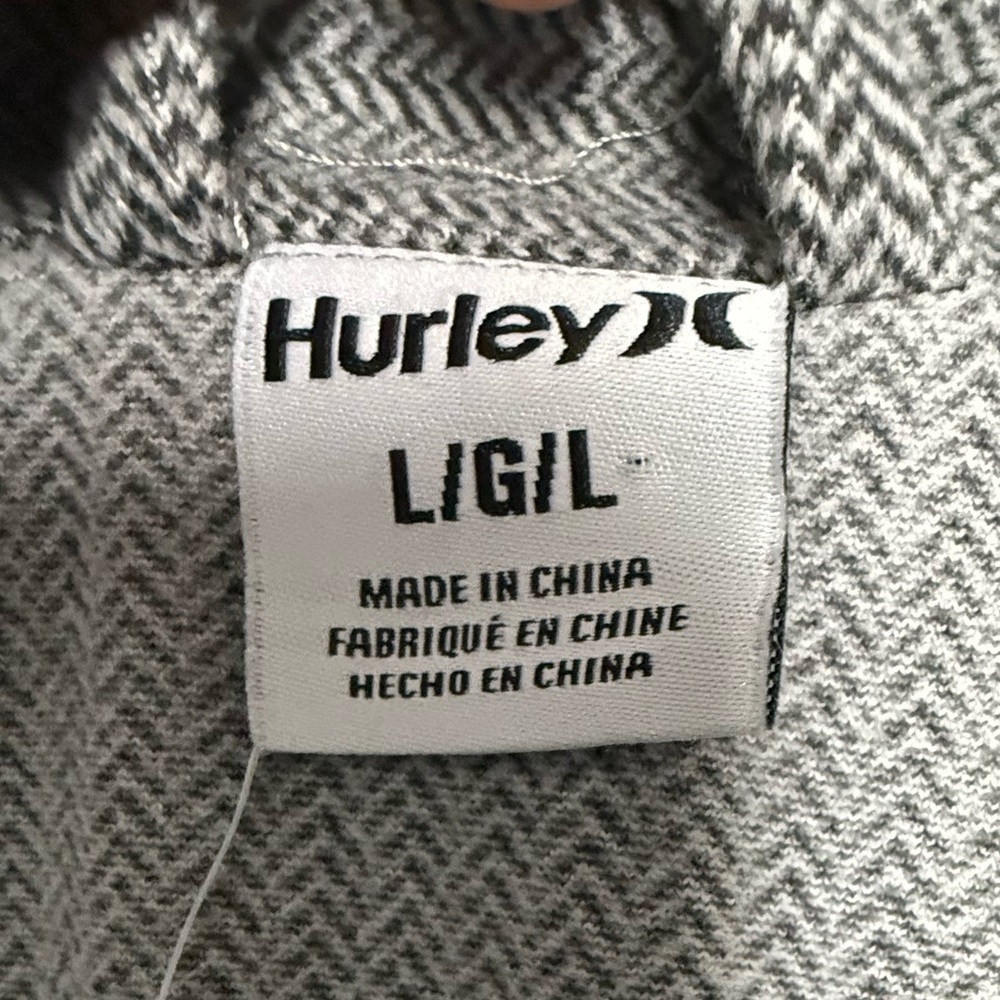 Hurley Men’s Brushed Herringbone Fleece Snap Jacket Gray Size Large NWT - Picture 4 of 12